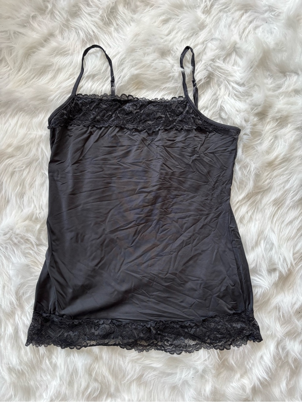 Charcoal Black Lace-Trim Cami Top - Women's Y2K Maurices large